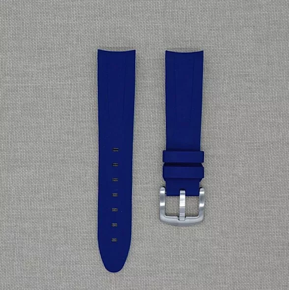 Tempomat 20mm Incurvé Bleu Caoutchouc Bracelet Pour Rolex Submariner, Swatch