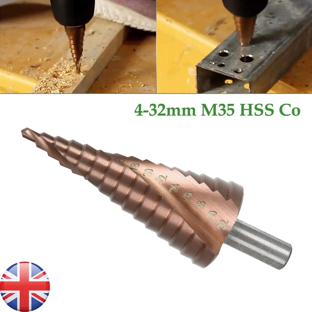 thumbnail image 2 of M35 Cobalt Step Drill Bit 3-13mm (11 Steps) Hex Shank - For Metal, Wood, Plastic, Spiral Groove Design 2 of 12