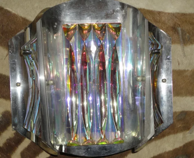 Applique Prism Paolo Venini 3 prisme et inox verre Murano années 1970