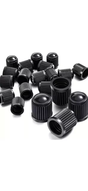 12 Piece Black Plastic Valve Stem Caps for Tyres Car Truck Motorcycle Bicycle