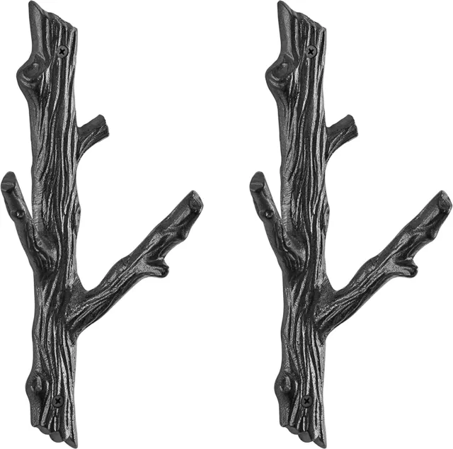 Danya B. Double Cast Iron Tree Branch Coat Hook 2-Piece Set | Wall Mounted