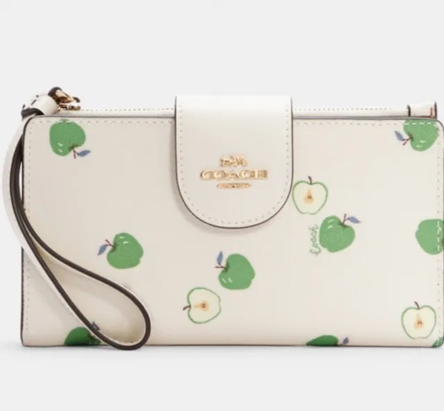 NWT COACH C4607 Tech Wallet With Apple Print