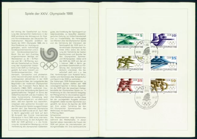Ddr Erinnerungsblatt 1988/17 Olympiade Olympia Olympics Radfahren Cycling Boxen
