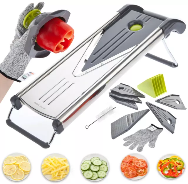 IDEAL Pro Mandolin Slicer, 6 in 1 V Blade Vegetable Cutter, Shredder, Grater