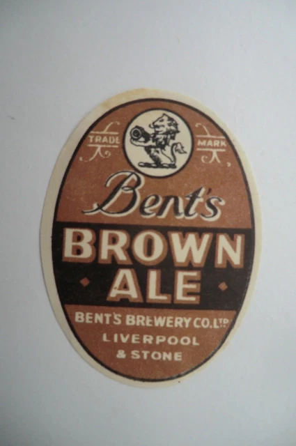 Mint Bent's Liverpool & Stone Brown Ale Brewery Beer Bottle Label