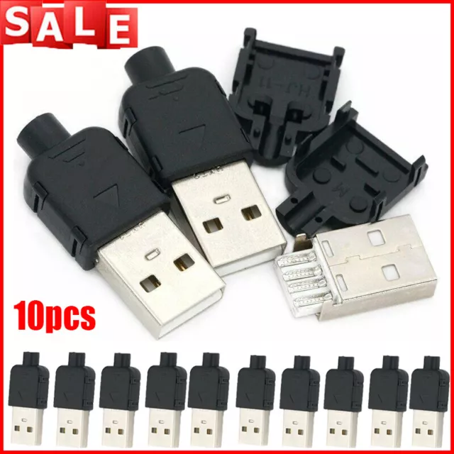 10 Sets USB 2.0 Connector Plug A Type 4 Pin Assembly Adapter Socket Solder DIY