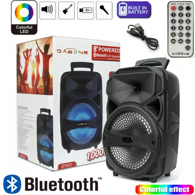 Wireless Portable Party Bluetooth Speaker 8" Heavy Bass Sound System With Remote