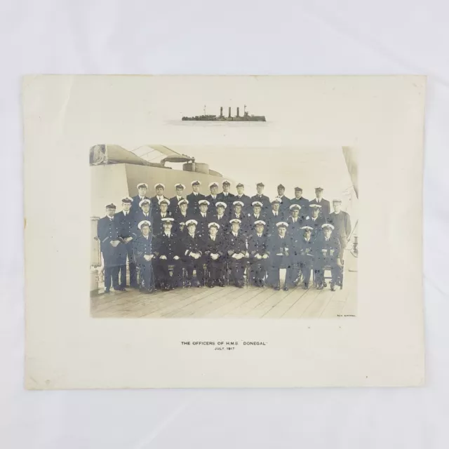 Rare 1917 Photo Officers of HMS Donegal Warship Cruiser 4th Cruiser Squadron