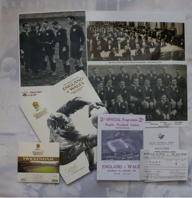 ENGLAND v WALES 1933 RUGBY MEMORABILIA COLLECTION, FIRST WELSH WIN at TWICKENHAM