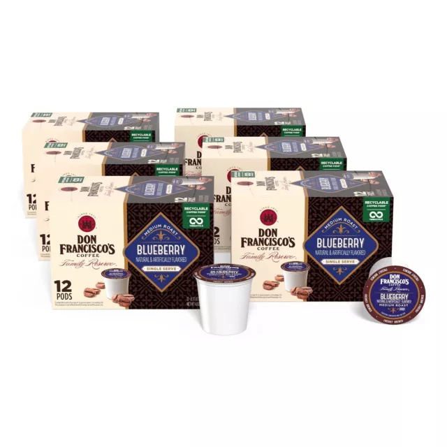 Don Francisco's Blueberry Flavored Medium Roast Coffee Pods - 72 Count- Recyc...
