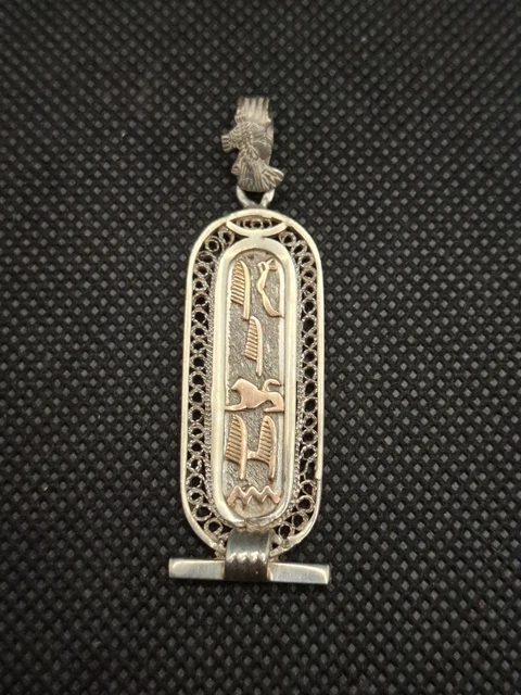 Pendentif En Argent Massif Hiéroglyphe - Bijou Ancien, Occasion