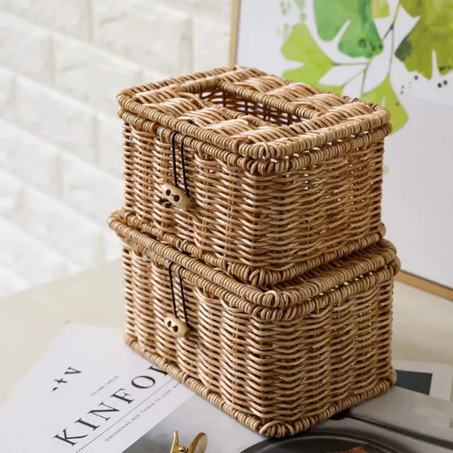 1x Woven Tissue Box Paper Napkin Holder Box Cover Dispenser Box Holder Household