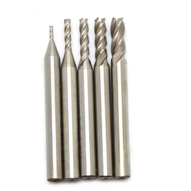 5pcs HSS CNC Straight Shank 4 Flute End Milling Cutter Set 1.5/2.5/3.5/4.5/5.5mm