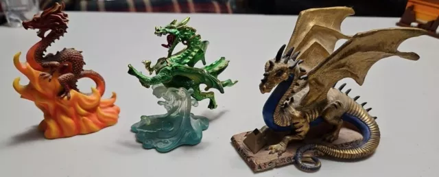 Dragons Of The Lost World Ashton-Drake Galleries x3 Fire Dragon Water & Egyptian