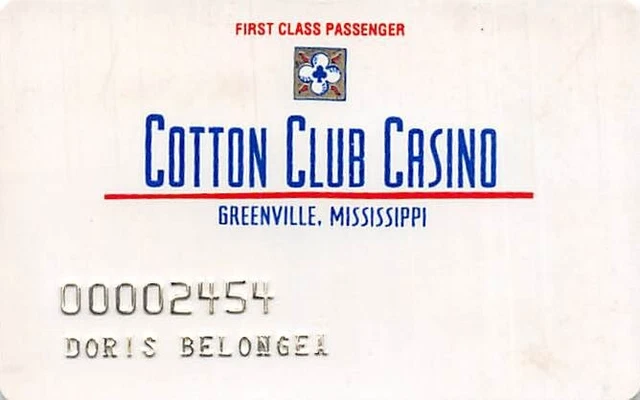 Cotton Club Casino - Greenville, MS - Rare Special Issue Card
