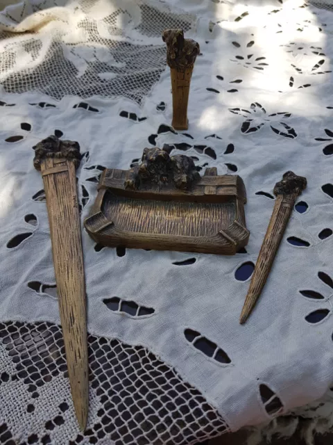Ravissant Ancien Nécessaire de Bureau en Bronze - Duval