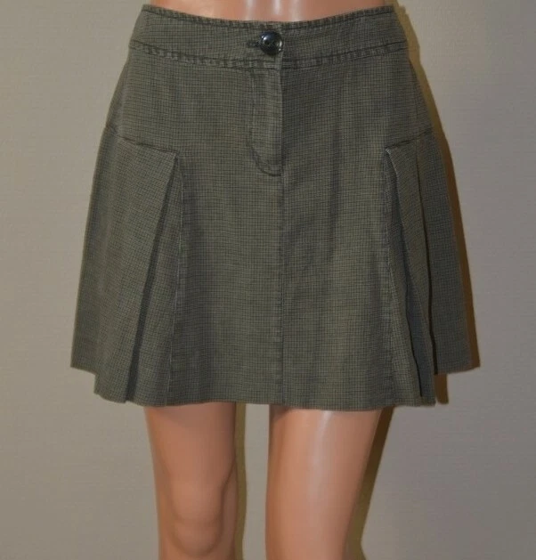 Jupe beige plissée à petits carreaux HARTFORD T 38