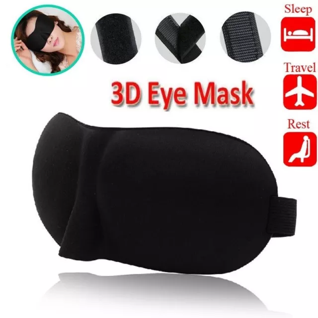 3D Eye Mask Soft Padded Cover Blindfold Shade Travel Sleeping Aid Night Eyepatch