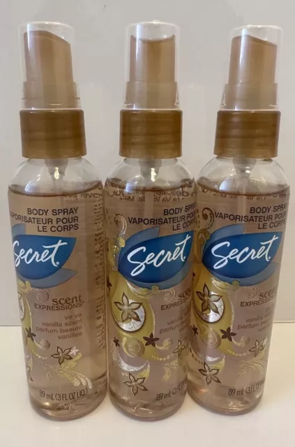 3 X Secret Scent Expressions Body Spray Va Va Vanilla Scent 3 Oz (89 ml)