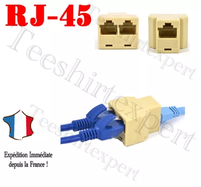 Doubleur RJ45 F vers 2x RJ45 F - CONNECTEUR ADAPTATEUR CAT 5 6 LAN ETHERNET
