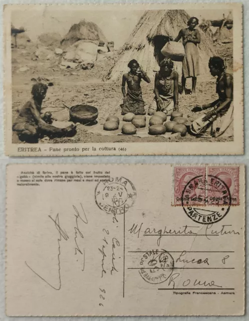 Cartolina Colonie Annullo Eritrea Asmara 25/4/1926 Pane 10 E 10 Cent Fascismo