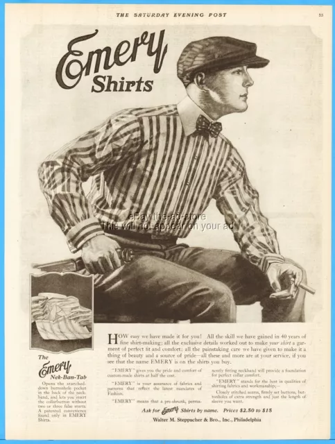 1919 Emery Shirts Ad W M Steppacher & Bros Philadelphia Flat Cap Sailing Theme