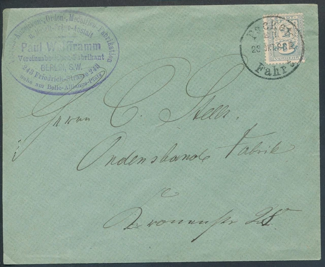 Privatpost Stadtpost Nr. 36 Stadt-Post Berlin Packet Fahrt 1888