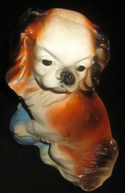 Vintage Large Chalkware Spanial Or King Charles Dog Figure 9"