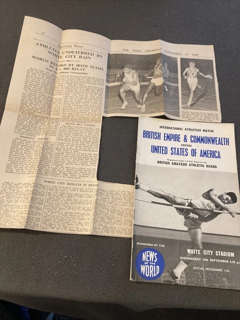 1960 Programma Atletica BRITISH IMPERO V USA WILMA RUDOLPH + Giornale