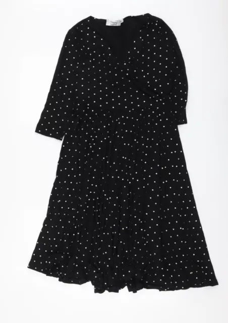 Happy Mama Damenpullover schwarz geometrisch Polyester A-Linie Größe S V-Ausschnitt - Stern