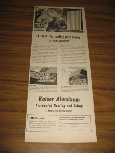 1948 Print Ad Kaiser Aluminum Corrugated Roofing Farmers,Barn,Silos