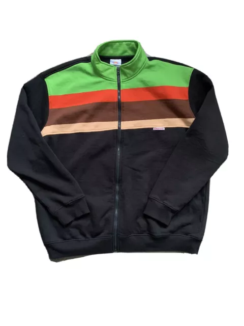 BURGER KING CREW Fleece Jacket Unisex Size XL Logo Striped Employee Uniform 72.99 PicClick