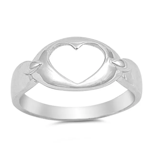 Cutout Heart Promise Ring New .925 Sterling Silver Band Sizes 4-10
