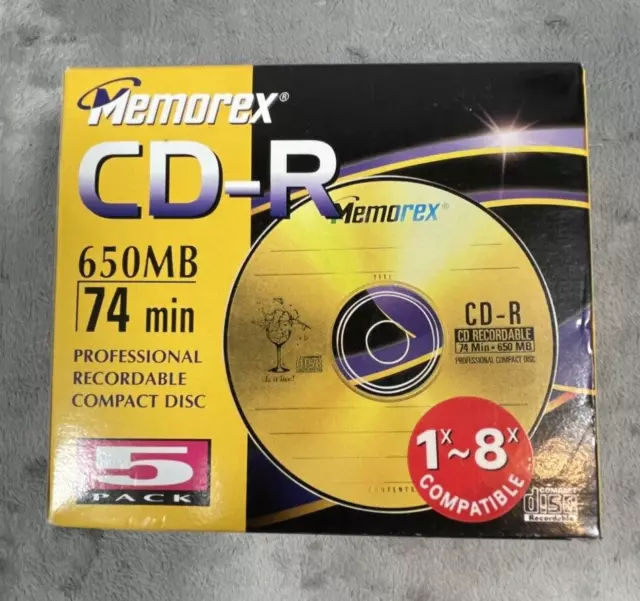 5 Pack of Memorex CD-R 650MB 74 Min Professional Recordable Compact Disc New