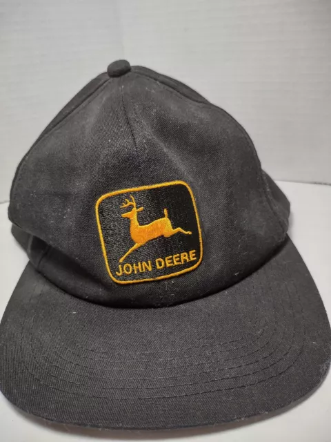 Vintage John Deere Trucker Hat K Product Snapback Black Yellow  USA