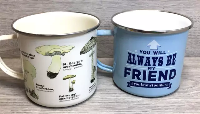 2x enamel mugs Gift Republic Mushroom Wild Species +1 Camping hiking fish picnic