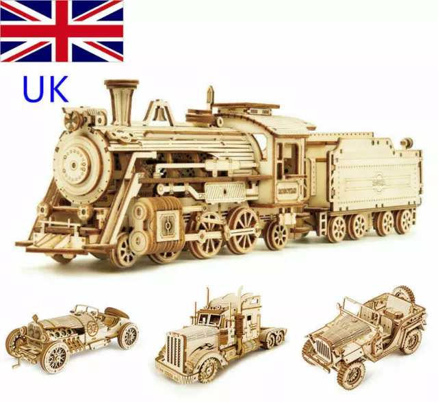 Robotime Train Model Building Kits 3D Wooden Puzzle 308pcs Toy for Children Teen