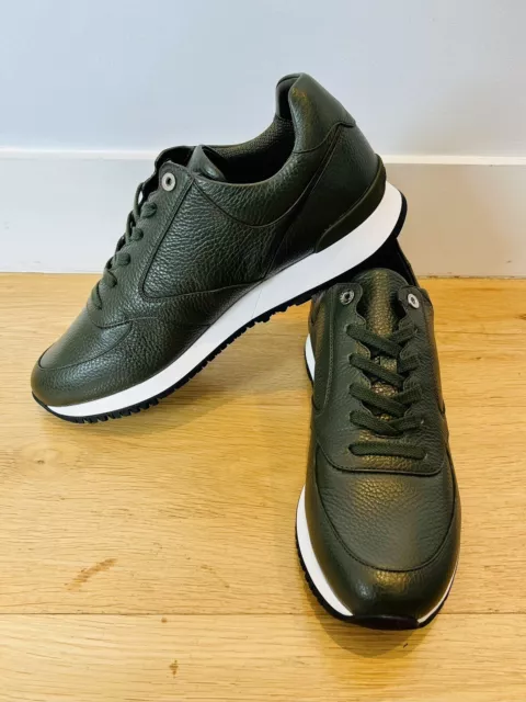 John Lobb Foundry Mens Racing Green Leather Trainers Sneakers 10.5 EU 44.5 £900