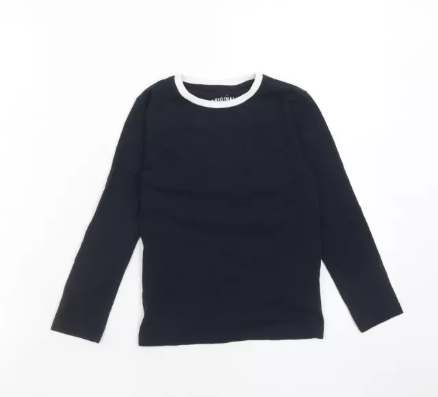 Marks and Spencer Jungen blau Baumwolle Basic T-Shirt Größe 6-7 Jahre Rundhalsausschnitt Pullover