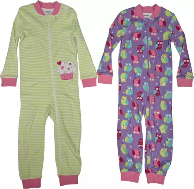 LITTLE ME Toddler Girls Sweet Owls & Cupcake Footies 2 Pack - 3T Full Zip