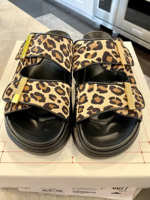 Alexander McQueen Oversized Leopard Suede Hybrid Slide Sandals 37 NIB