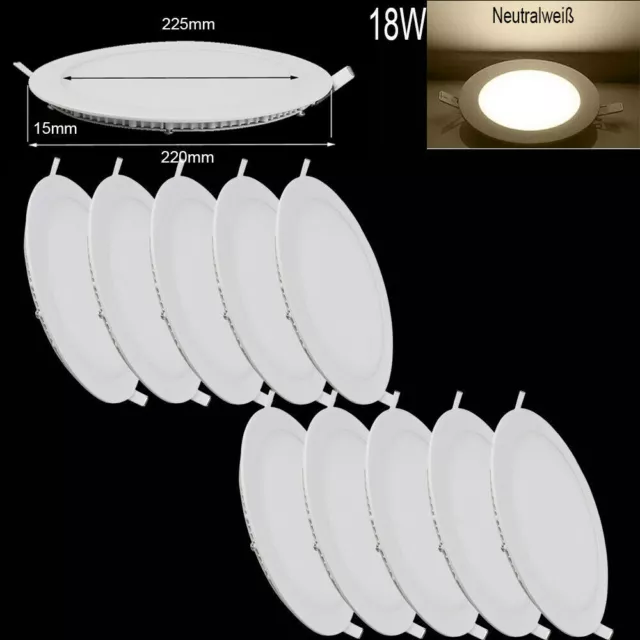10X 18W LED Panel Leuchte Einbaustrahler  Deckenlampe Unterputz Slim Neutralweiß