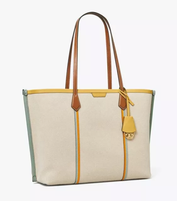 Tory Burch Perry Canvas Triple Compartment Tote - EXCELLENT CONDITION w dust bag