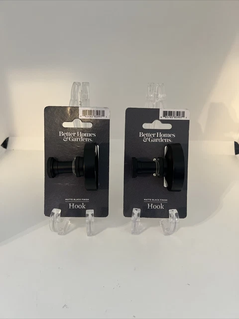 (NEW) 2 Hooks Included - Better Homes & Gardens - Flat Black Single Post