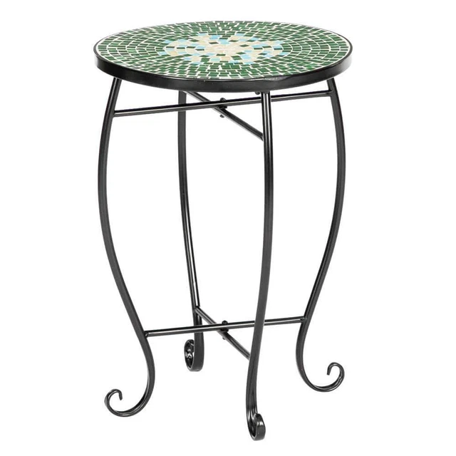 Metal and Ceramic Tile Mosaic Patio Bistro Table