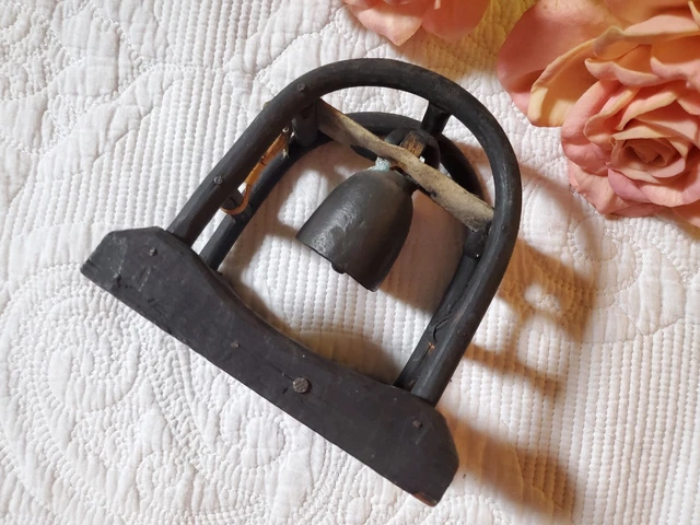 Antique Karen Hill Tribe Thailand Elephant Bell on Bent Wood Stand. D-164