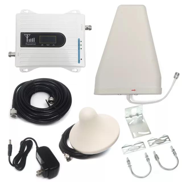 3G 4G LTE 900/1800/2100MHz Cell Phone Signal Booster 70dB 2G Mobile Repeater Set