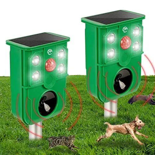 Cat Repellent Outdoor Solar Ultrasonic Deer Repeller Squirrel Deterrent with