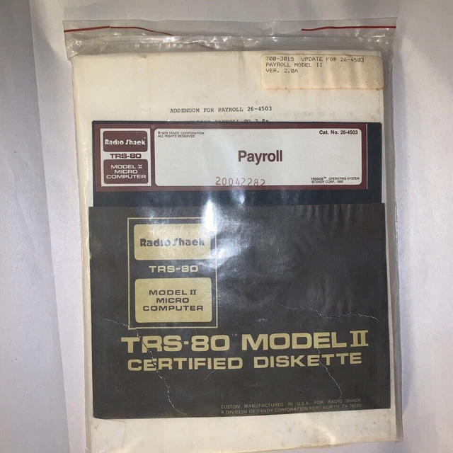 trs-80 model 2 payroll 26-4503 tandy Ultra Rare Radio Shack Software Sb60