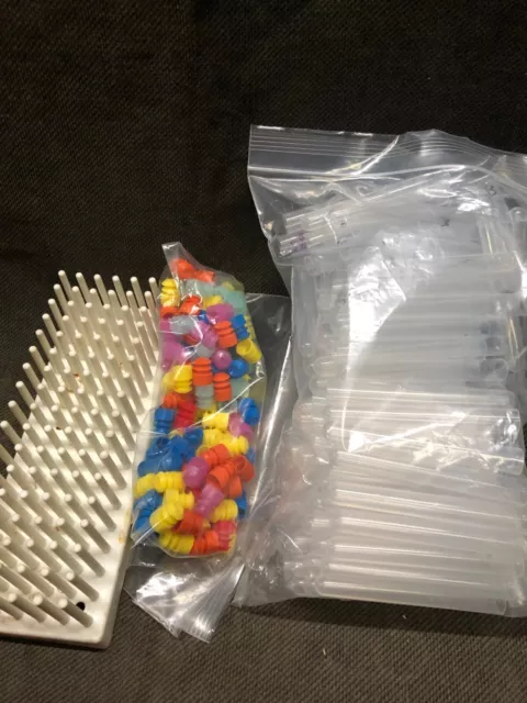 100+ each 12 X 100mm Clear Plastic Test Tubes w/Rack & Lids